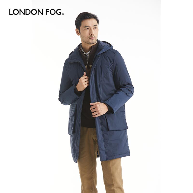 London Fog Men's Winter Warm Thickened down Jacket Hooded Mid-Length Fashion Casual Coat Lw19Wj811M