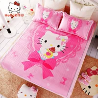 hellokitty lụa băng mềm ba mảnh hè mat lanh mat 1.8m 1,5m sinh viên rửa lần - Thảm mùa hè giá chiếu tre