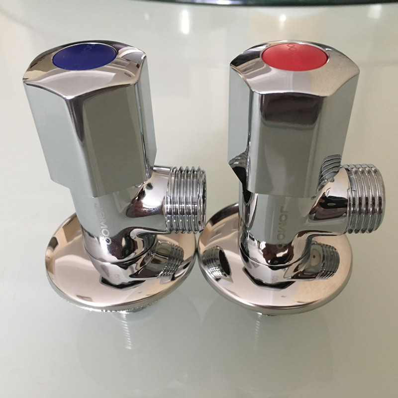 Nine-pastoral bathroom corner valve eight-word valve full copper body thickened cold and hot water triangular valve water stop water switch home