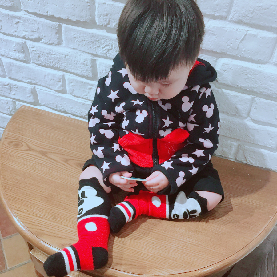 Phim hoạt hình tai stereo Mickey dễ thương Disney ống dài vớ trên đầu gối vớ bé bé vớ - Vớ vớ chống trượt cho bé