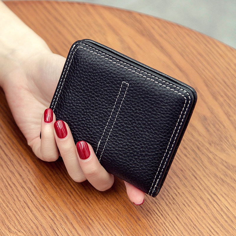 Women's Wallet Women's Short Leather Wallet 2021 New European and American Multifunctional Folding Wallet Zipper Small Wallet