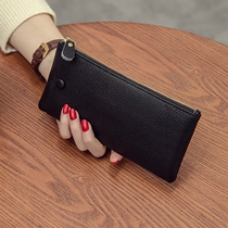 2021 New Korean version of front layer cowhide leather leather long womens wallet soft leather ultra-thin fashion simple wallet zipper