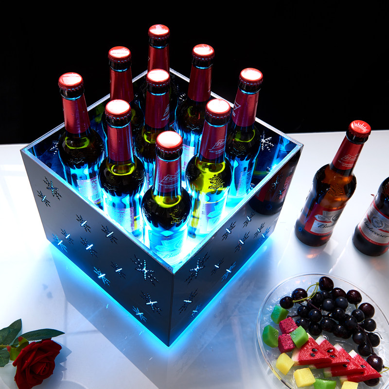 Bar luminous ice bucket creative LED acrylic thickened snow beer barrel foreign wine champagne barrel luminous beer frame - Taobao