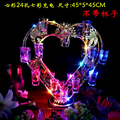 Glass glass frame Creative bar glowing cocktail glass frame photonic glass frame Champagne rack heart-shaped wine frame
