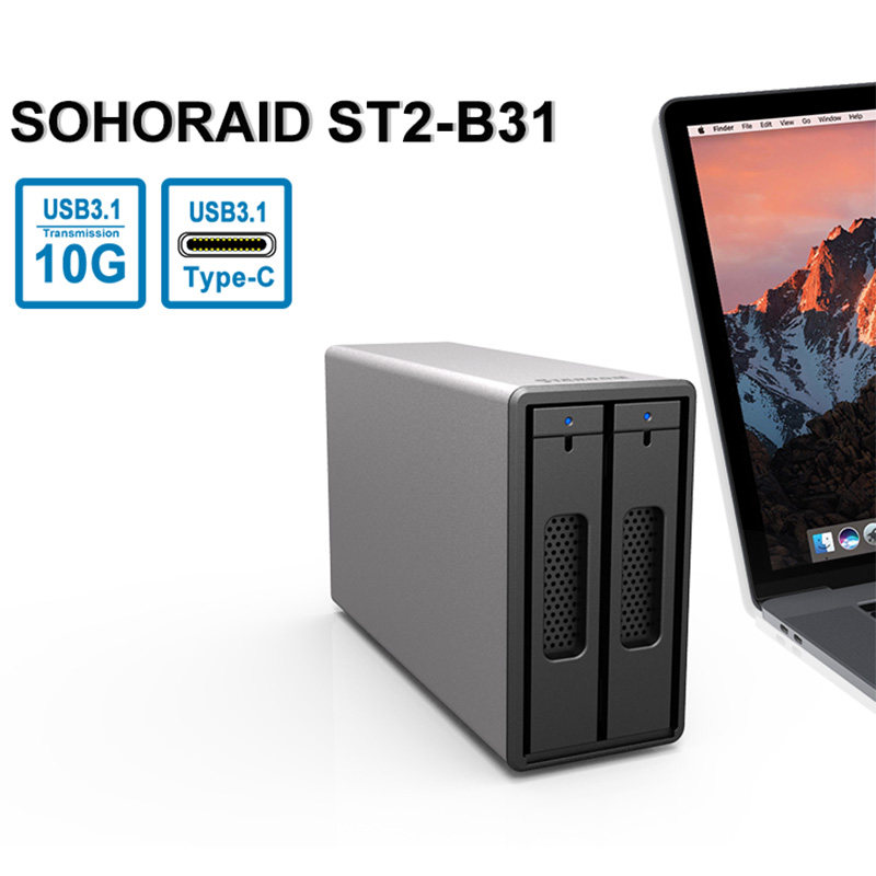 Stardom ST2-B31 TypeC USB3 1Gen2 10G Hard disk box RAID0 1 Support lightning 3
