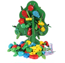 Wooden early teaching exercise hand-eye coordination ability string of fruit string fruit strings Pearl wisdom trees to intersperate with toys