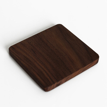  Nordic style oak coffee coaster Zen black Walnut teacup holder Paint-free solid wood square small insulation pad