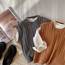 Chen Ma childrens vest 2021 Spring and Autumn new male and female children twist vest baby Korean sleeveless knitted sweater