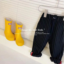 Chen Ma childrens suit pants 2021 spring boys and girls stripes water wash Cotton Fashion pants baby Korean loose pants