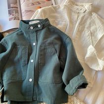 Chen Ma childrens shirt 2021 Spring and Autumn new boys and girls solid color collar shirt baby Korean coat tide