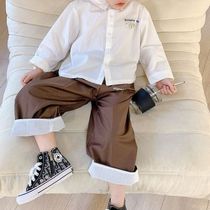 Chen Ma 2021 spring new style childrens casual suit pants Korean boys loose wide leg pants baby trousers