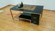 Kung Fu tea table tempered glass stainless steel bracket automatic water Office living room modern simple tea table tea table