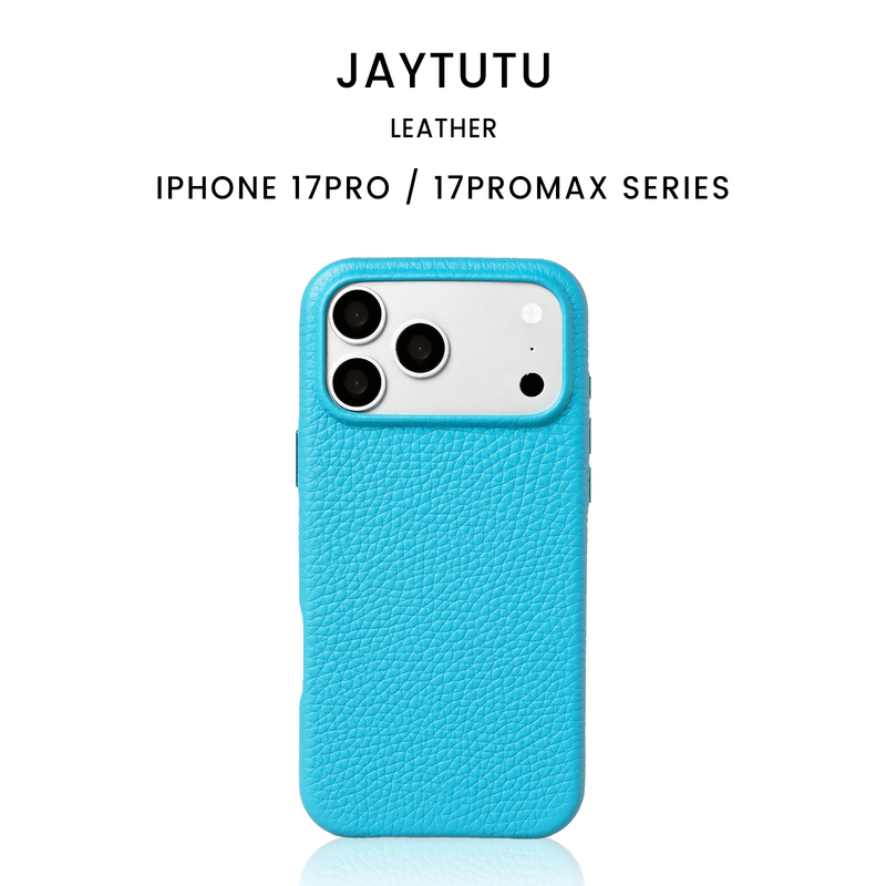 Suitable for Apple 17 Pro Max Phone Case, iPhone 16 Pro Imported Tc Genuine Leather New Model Magnetic High-End Simple and Unique Greek Blue Protective Cover