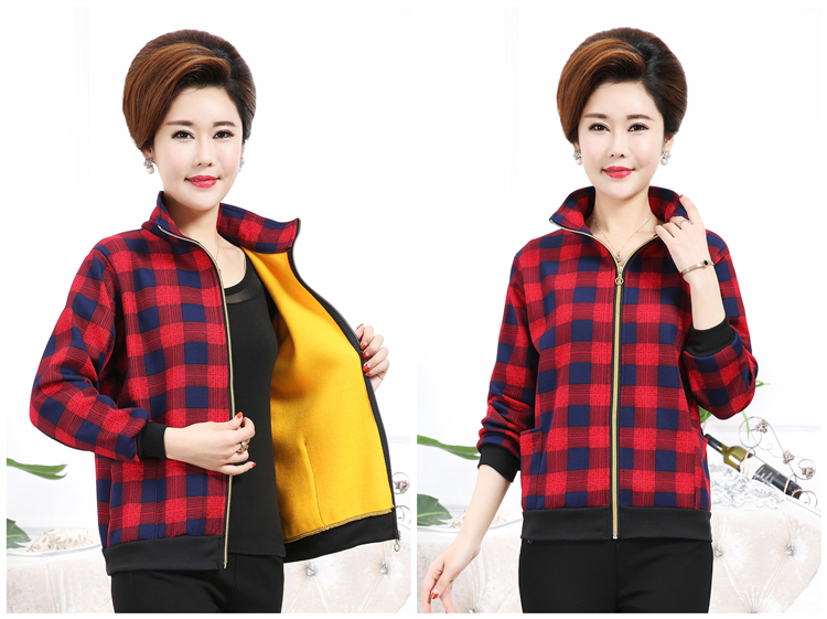 Phụ nữ trung niên mùa thu đông cộng với áo khoác nhung dày ngắn tay dài cho mẹ áo khoác rộng 40 tuổi 50 áo thoi trang nu