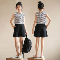 Girl Sports Shorts 2022 Summer Dress New CUHK Child Loose Casual Pants Children Foreign Air Broadleg Hot Pants Tide