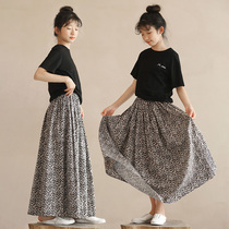 Girl Half Body Dress Summer Dress 2022 New CUHK Child Crummy Pure Cotton Long Skirt Summer Children Ocean Air 100 Pleats Skirts