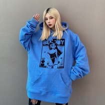 (WUT official store) 2020AW hand-painted rabbit beautiful girl sweater tide brand loose couple hoodie Xinjiang cotton