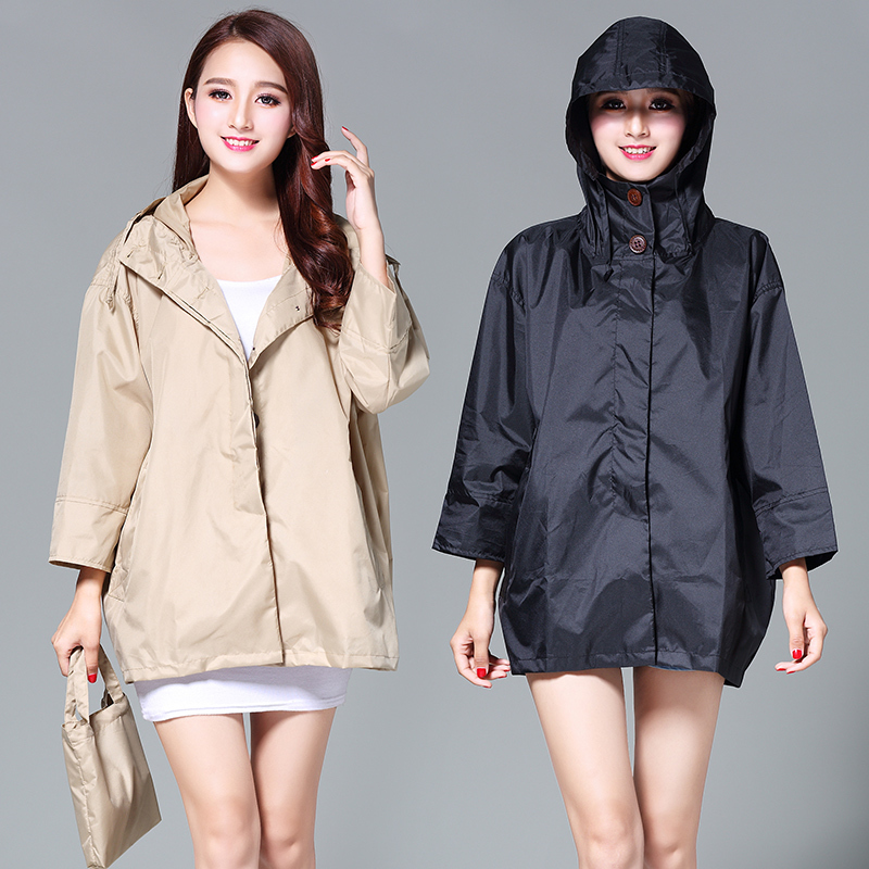 Raincoat for Women, Korean and Japanese Style, Thin, Breathable, Portable, Three-Quarter Sleeves, Adult Short Jacket, Windproof, Student Poncho, Solid Color Raincoat for Women, Korean and Japanese Style, Thin, Breathable, Portable, Three-Quarter Sleeves, Adult Short Jacket, Windproof, Student Poncho, Solid Color