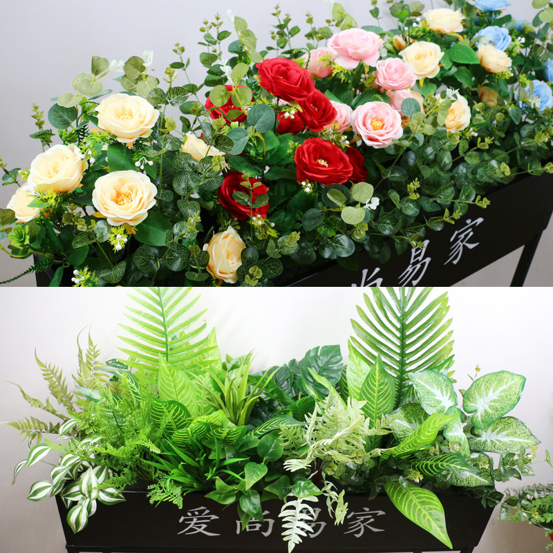 Outdoor flower case simulation flower green planting fence fake flower decoration flower groove bionic plant building outdoor plastic package