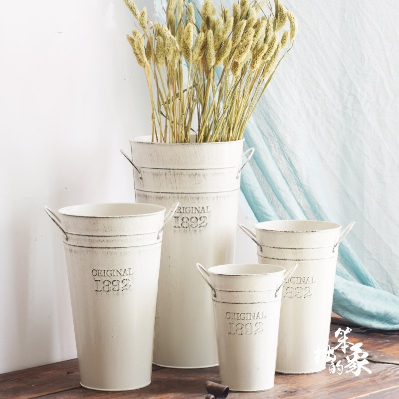 Tin barrel flower barrel retro 1892 large flower tube flower arrangement dried flower flower bucket flower bucket flower bucket flower shop decoration iron barrel flower pot