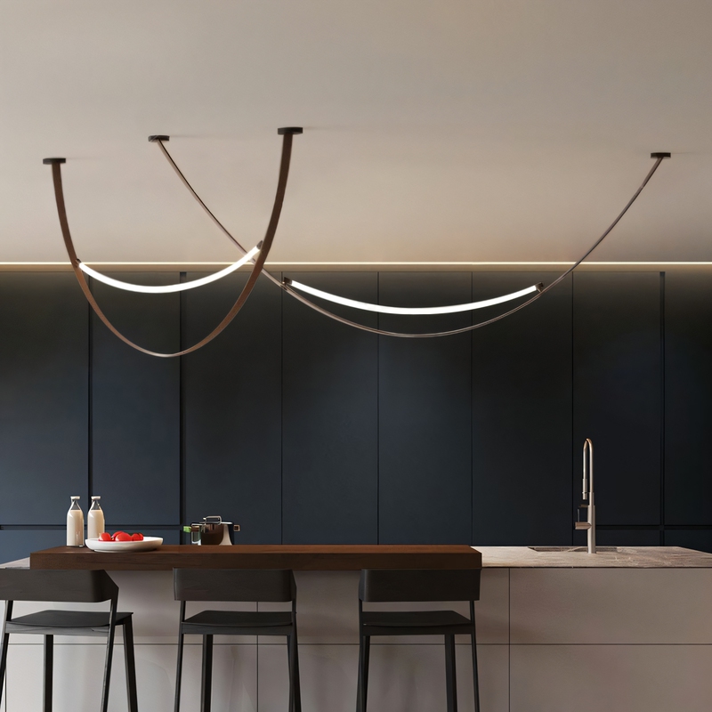 Minimalist Belt Pendant Light Designer Creative Model Room Living Room Office Long Strip Dining Room Bar Counter Personalized Pendant Light