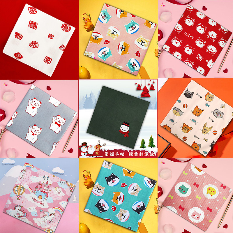 Cartoon handkerchief paChild handkerchief sweat pure cotton nursery small handkerchief lady with small handkerchief lady sucking sweat