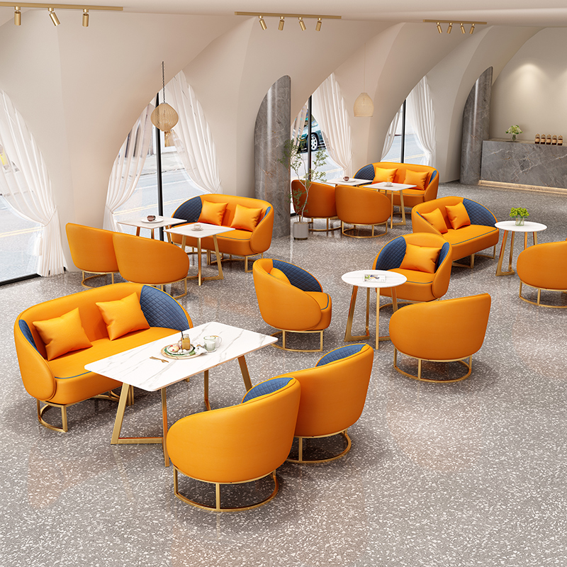 Sample house exhibition center negotiation sofa light luxury business reception area hotel leisure simple double card seat table and chair combination