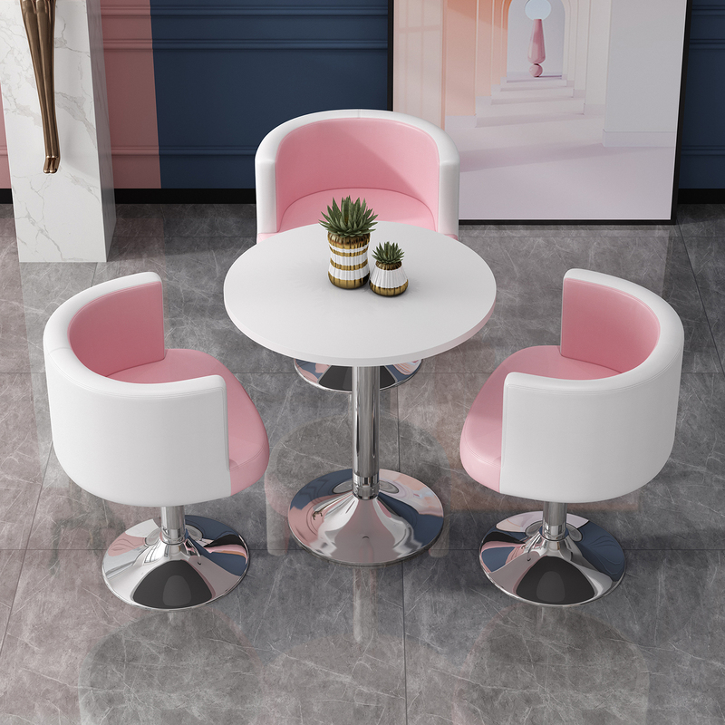 Simple Modern Negotiation Table and Chair Set, Adjustable Chair, Milk Tea Shop Reception, Sales Office, Office Small Round Table and Chairs