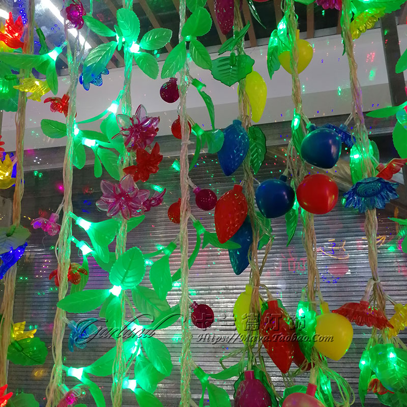 Lantern flashing light string leaf light ice strip lotus green leaf rose light string corridor decoration outdoor courtyard waterproof