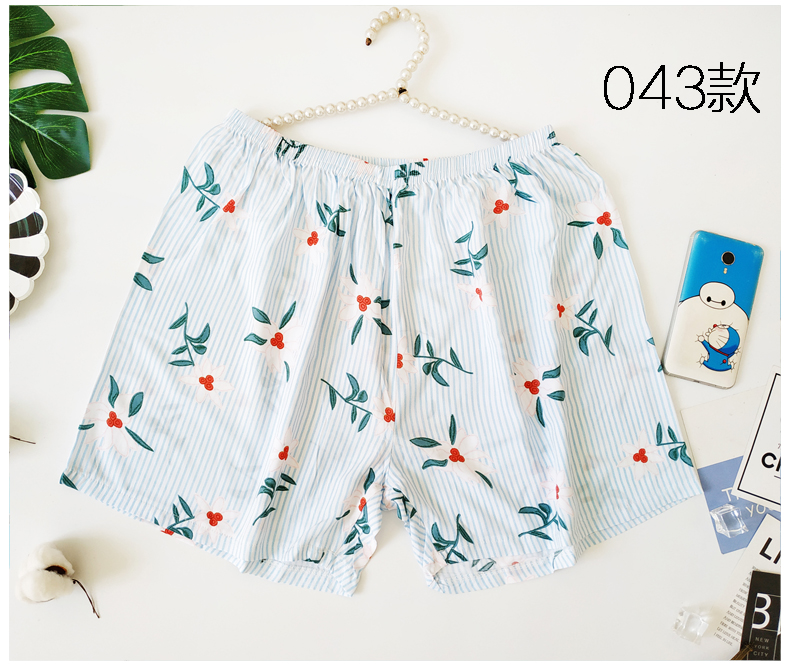 Mian lụa quần pajama nữ mùa hè quần short cotton lụa home shorts mùa hè nhà quần lớn 衩 nhân tạo quần cotton kích thước lớn