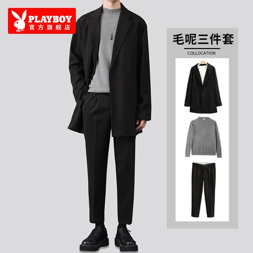 Playboy, мужской классический костюм для отдыха, короткая куртка, зимний шерстяной комплект, легкий роскошный стиль