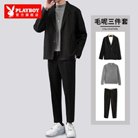 Черный короткий костюм, цветной свитер, штаны, комплект, 3 предмета