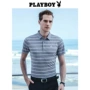 Playboy ngắn tay T-Shirt top nam mùa hè mới kinh doanh bình thường sọc áo sơ mi cổ áo lỏng POLO áo sơ mi ao thun polo nam