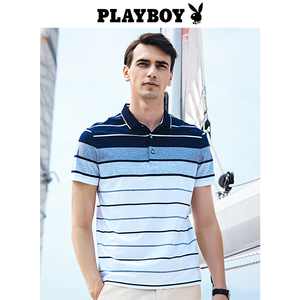 Playboy ngắn tay polo quần áo của nam giới thời trang sọc mùa hè mới băng lụa breathable kinh doanh lỏng t- shirt áo thun polo