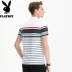 Playboy 2018 mùa hè kinh doanh mới thanh niên sọc polo áo sơ mi nam casual t-shirt ngắn tay áo sơ mi nam