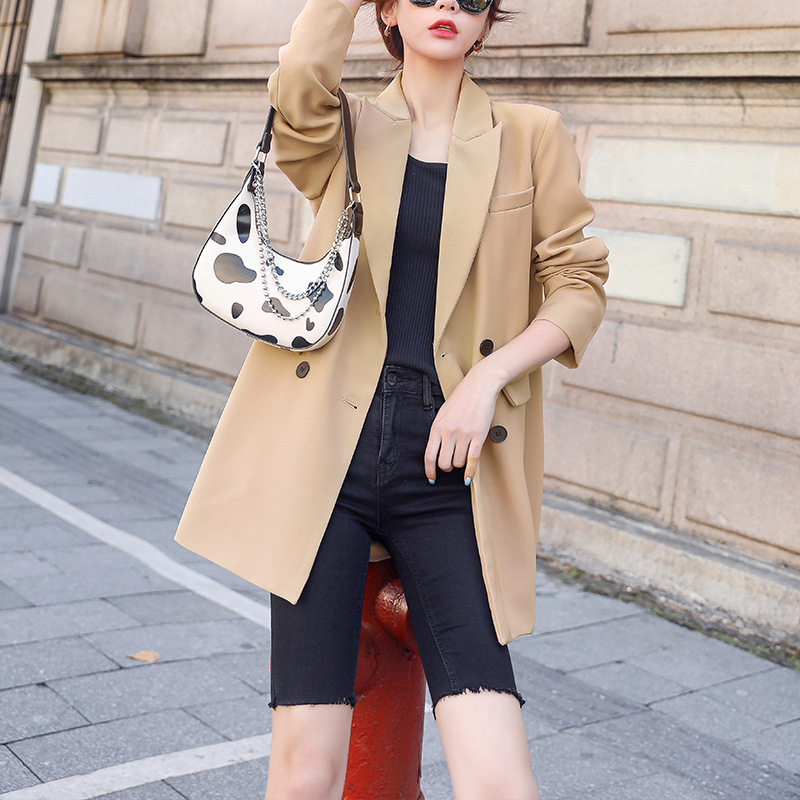 Spring Autumn Season New Large Size Dress Casual Suit Jacket Woman 200 catty mm loose medium Long version Western suit jacket