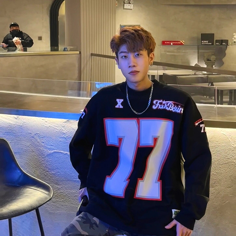 Popular Trendy No. 77 Ice Hockey Jersey American Football Jersey Original Loose Hip-Hop Couple Basketball Long-Sleeve Sweatshirt