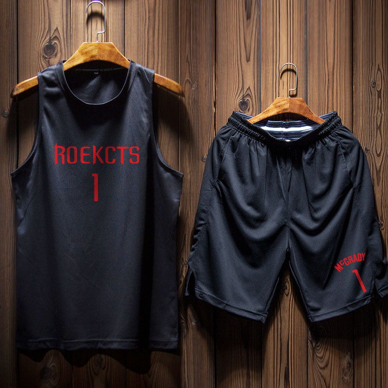 Rockets Team Tracy Mcgrady Jersey Uniform Shorts Sports Vest American Youth Men's Training Uniform Basketball Uniform Set