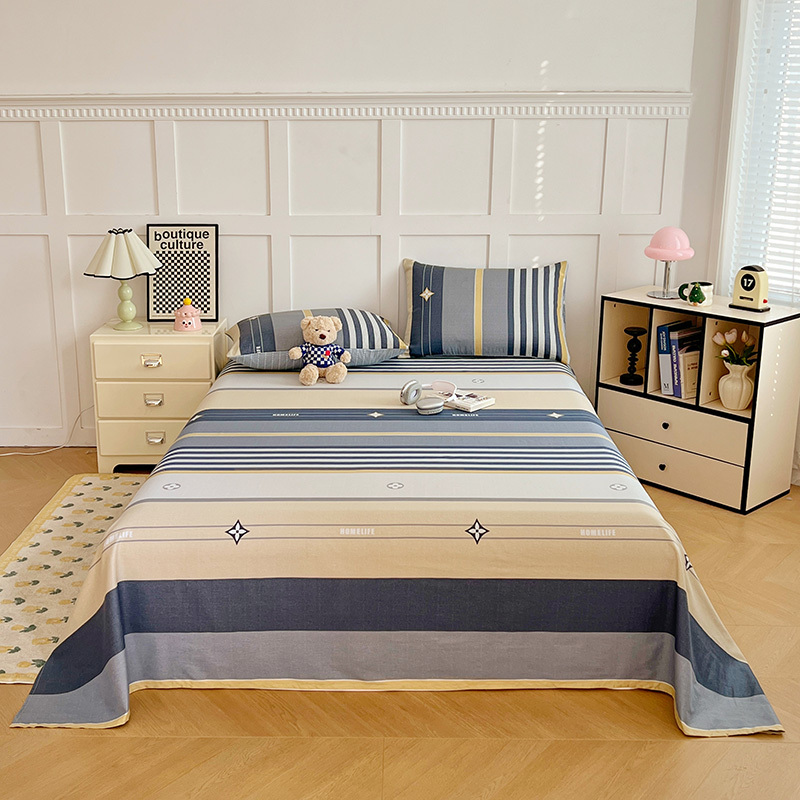 Edimonto Pure Cotton Bed Sheetss Scandinavian Style Ins Style New Style Student Dormitory Home Two or Three Piece Set Pure Cotton Printed