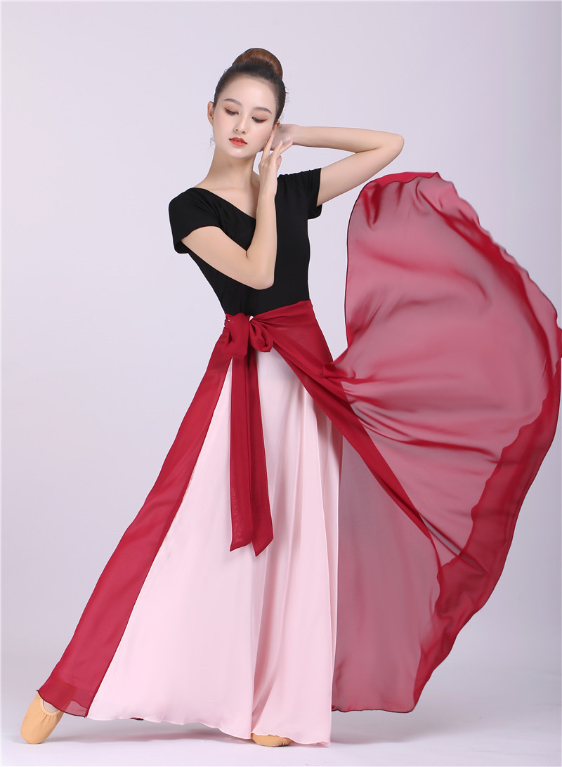 North Korea Dance Practice Skirt dress Double face wearing half-body dress two-tone large pendulum dance dress rehearsal performance Adults-Taobao