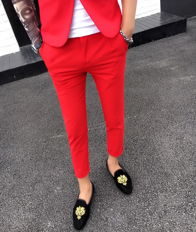 Nine-point pants men's trousers men's casual narrow-footed pants men's spring and summer Korean version of the trend of slim men's pants youth shorts trend