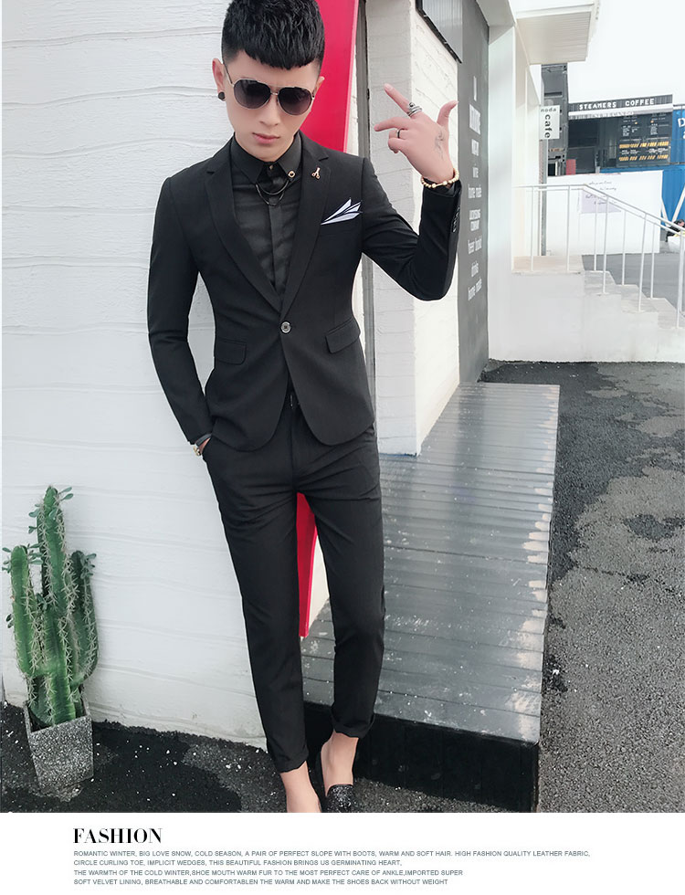 2018 mới phù hợp với bộ đồ nam thanh niên tạo mẫu tóc nam phiên bản Hàn Quốc của hộp đêm nhỏ phù hợp với thủy triều nam thời trang hai mảnh vest cưới