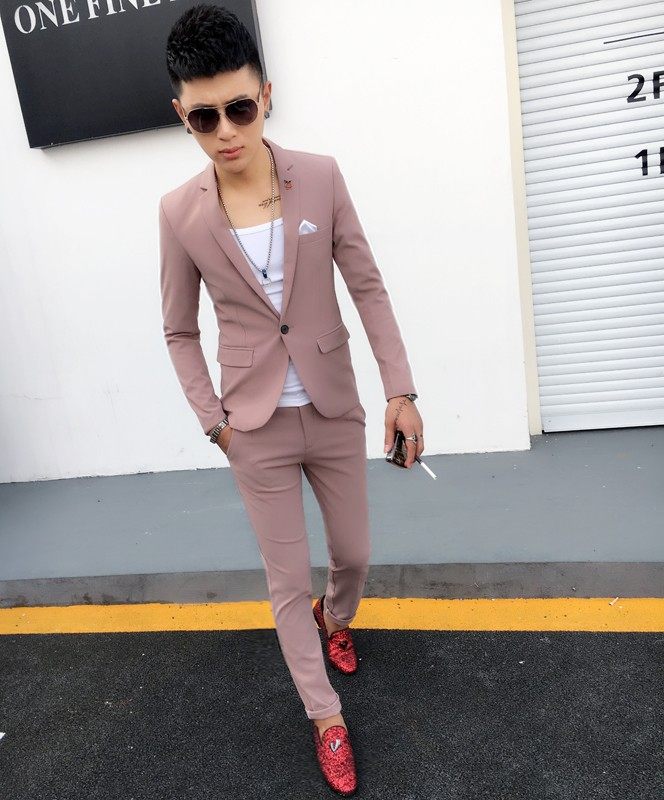 New Fashion Little West suit for Han version Youth jacket Chaoshuai Nightclub Hair Stylist Two Suits Suit Suit