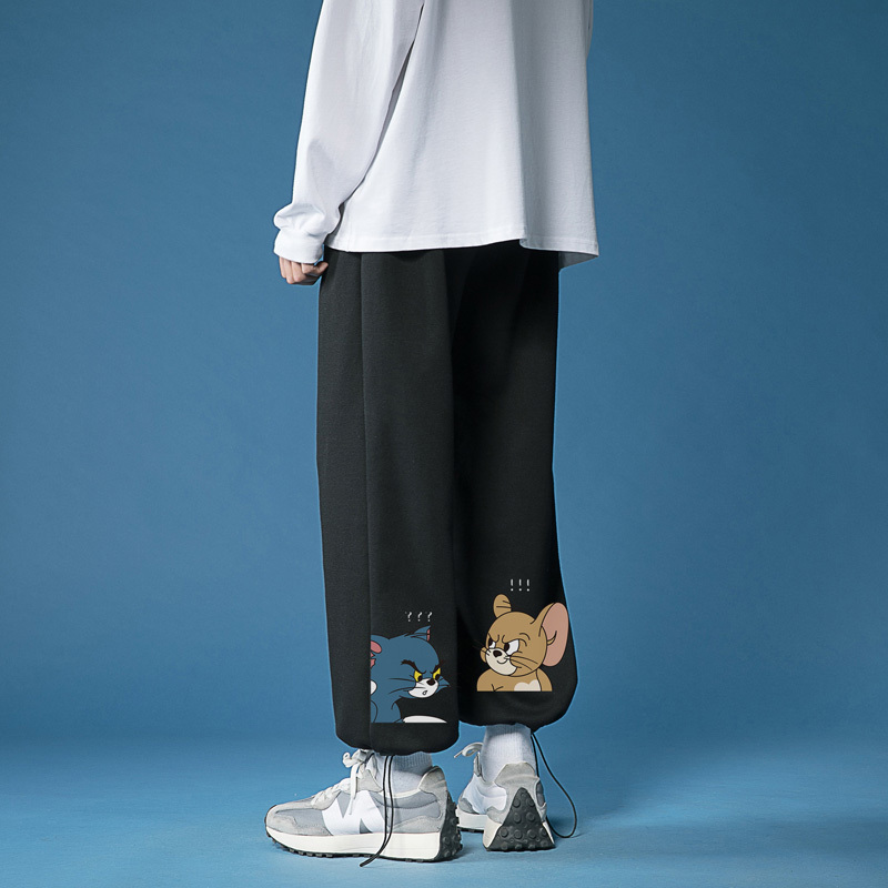 Men's Summer Thin Sports Pants, Trendy Loose Fit, Versatile Straight-Leg Trendy Brand ins Joggers, Cuffed Wide-Leg Casual Pants