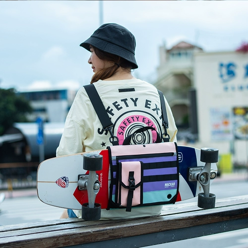 Скейтборд, рюкзак с двумя изогнутыми концами, сумка на одно плечо