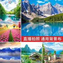 Live background cloth Scenery Fast Hands Direct Podcast Internet Red Anchor Background Wall 3d Solid Outdoor View Grassland background