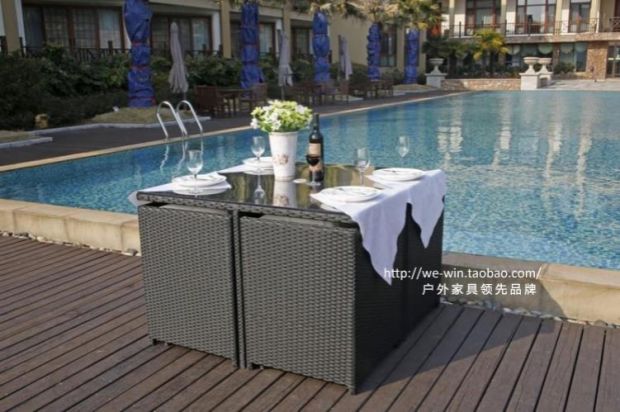 Ghế mây bàn cà phê ba hoặc năm bộ ghế sofa giải trí ghế ban công sân thượng bàn sân vườn và ghế kết hợp đồ gỗ ngoài trời ghế cafe ngoài trời