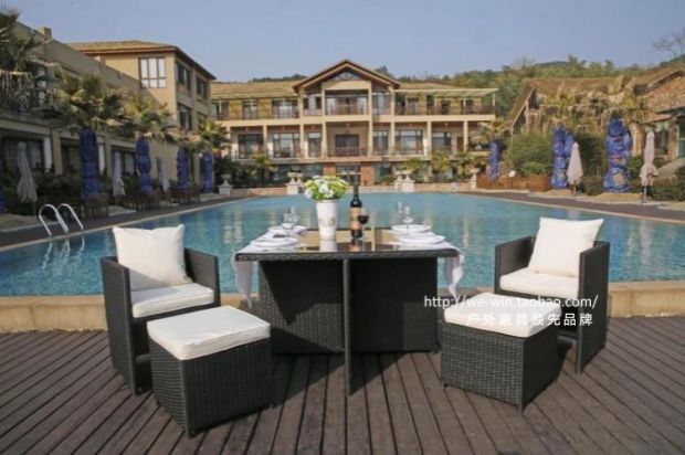 Ghế mây bàn cà phê ba hoặc năm bộ ghế sofa giải trí ghế ban công sân thượng bàn sân vườn và ghế kết hợp đồ gỗ ngoài trời ghế cafe ngoài trời