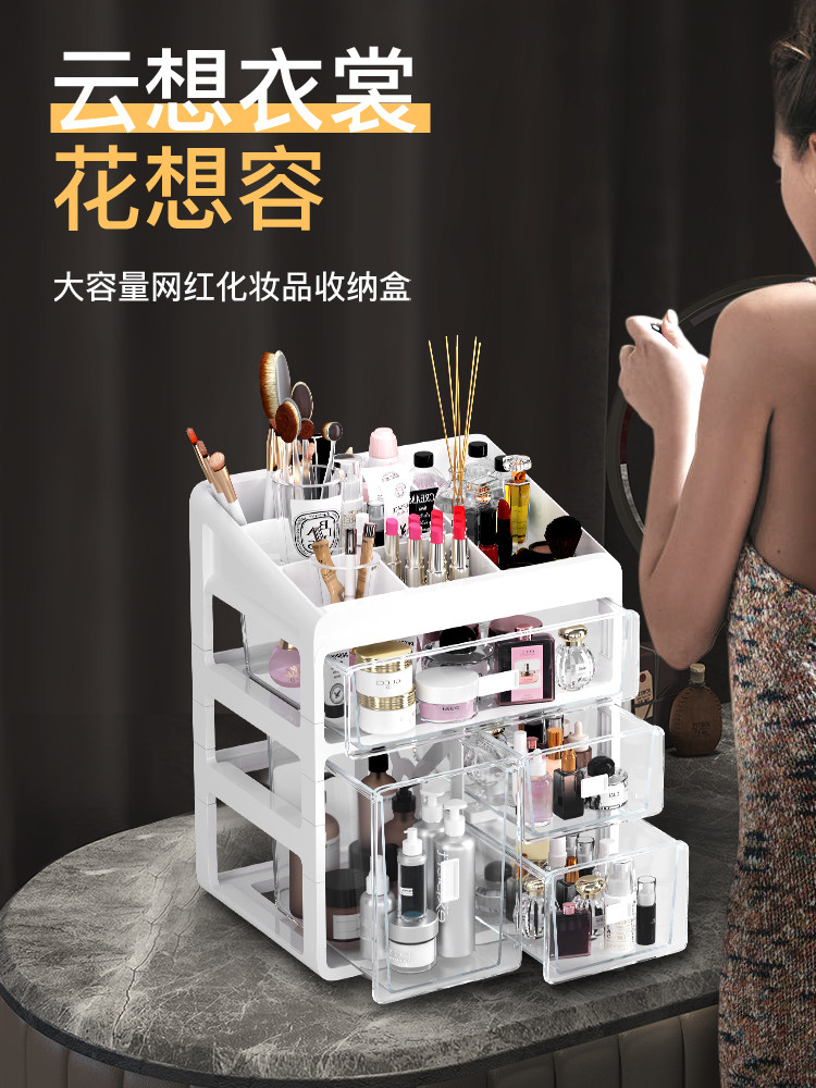 Cosmetic Storage Box Desktop Lipstick Mask Jewelry Skin Care Dustproof Storage Rack Organizer Drawer Dressing Table Brush