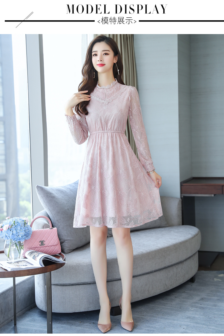 2018 mùa thu mới nữ Hàn Quốc phiên bản của tự trồng nhỏ tươi ren váy rỗng ra eo là mỏng Một từ dưới váy đầm dạ hội